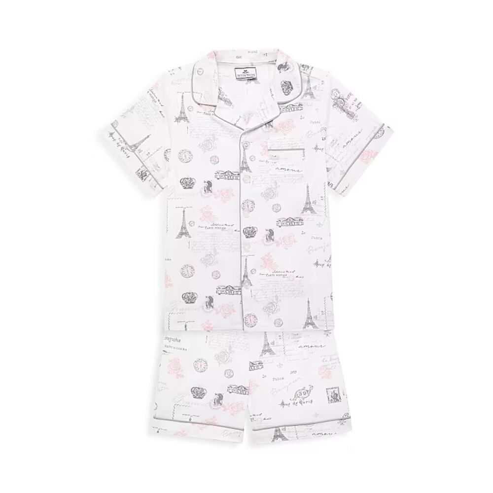 NWT Petite Plume Little Girl's Paris Musings Pajama Shorts Set